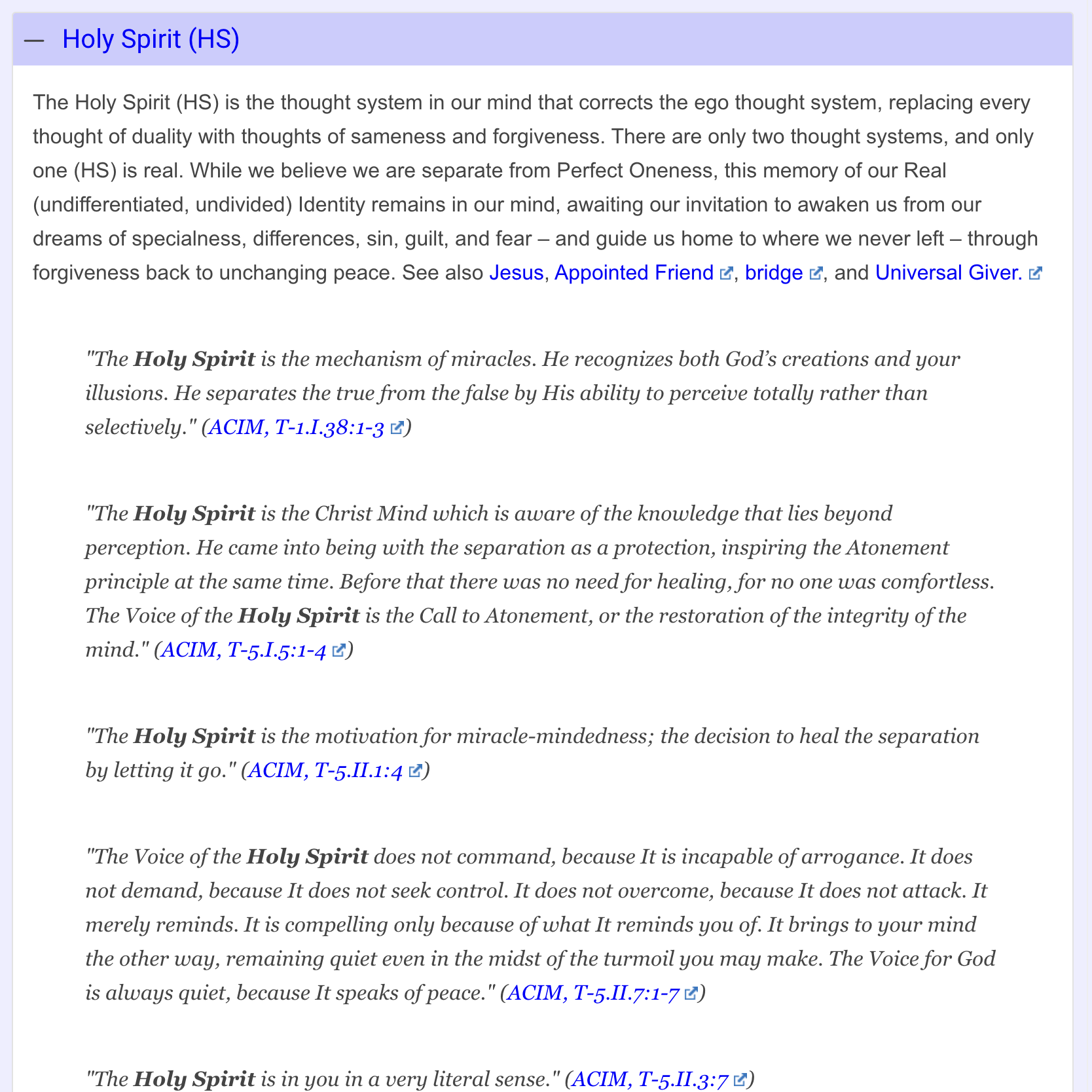 ACIM online glossary entry: Holy Spirit